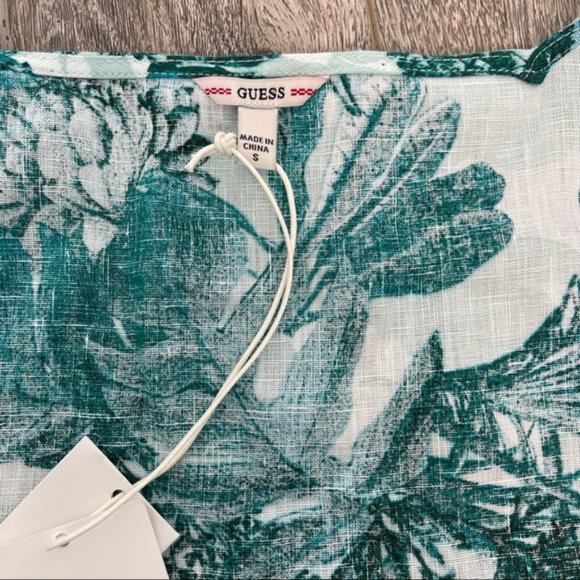 Guess Telana 100% Linen Jungle Print Top Small NWT - Picture 7 of 9
